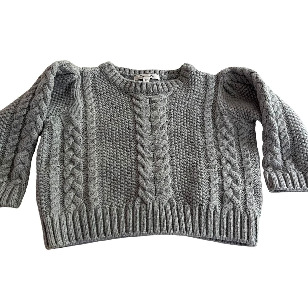 Louisiella Girls Welly Cable Knit Pullover Sweater Gray Size 3Y Cashmere Blend